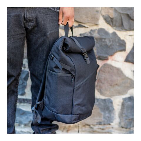Coloma Backpack 28L rPET. Roll top closure. Fits 17&quot; laptop Solid black | No Branding | not available | not available | not available