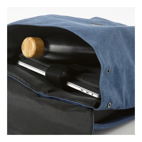Prague Backpack 25L rCotton. Hook closure. Fits 17" laptop Blue | No Branding | not available | not available | not available