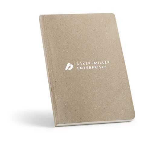 Poe A5 Notebook Flax cover. 80gsm recycled 196 pages Light grey | No Branding | not available | not available | not available
