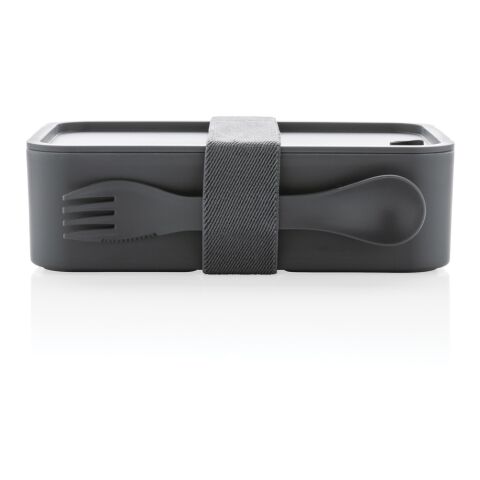 PP lunchbox with spork anthracite | No Branding | not available | not available