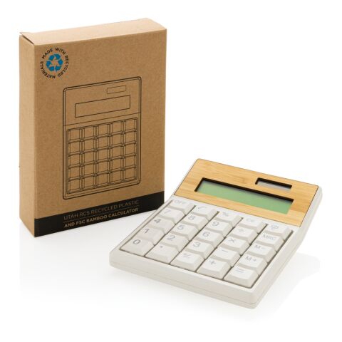 Utah RCS recycled plastic and FSC® bamboo calculator brown | No Branding | not available | not available