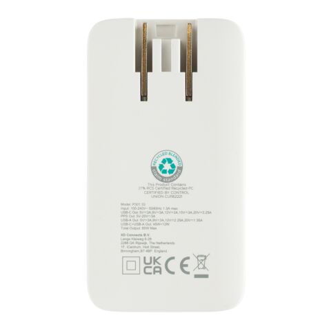 Fluxo RCS 65W flat GAN charger with universal connectors White