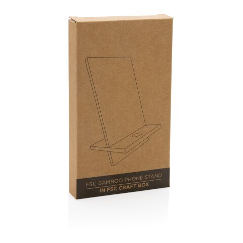 FSC® bamboo phone stand in FSC® kraft box brown | No Branding | not available | not available