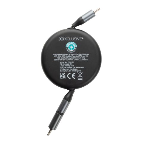 Terra RCS recycled aluminium retractable 240W 2-in-1 cable black | No Branding | not available | not available