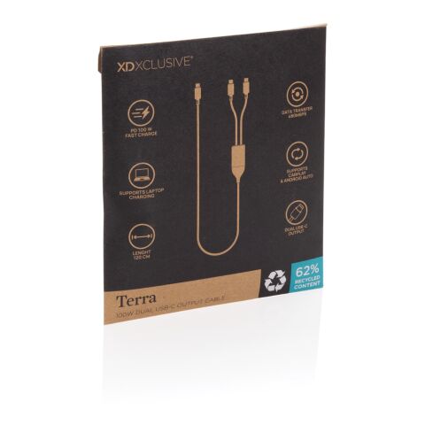 Terra 100W RCS Dual USB C output cable black-grey