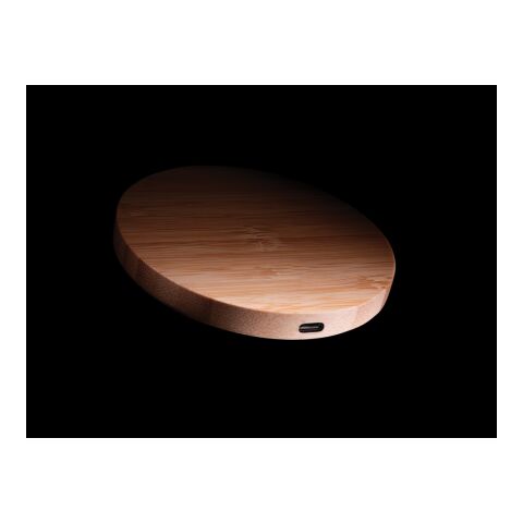 FSC®certified bamboo 5W wireless charger round brown | No Branding | not available | not available
