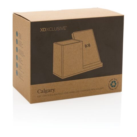 Calgary FSC® bamboo 10W wireless charger brown | No Branding | not available | not available
