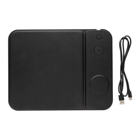 Swiss peak RCS recycled PU 15W 3 in 1 charging mousepad black | No Branding | not available | not available