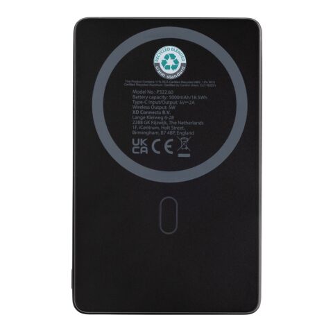 Orion RCS recycled aluminum 5000 mah 5W magnetic powerbank black | No Branding | not available | not available