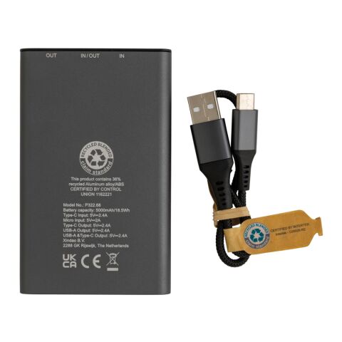 Terra RCS recycled aluminum powerbank 5.000 mAh grey | No Branding | not available | not available