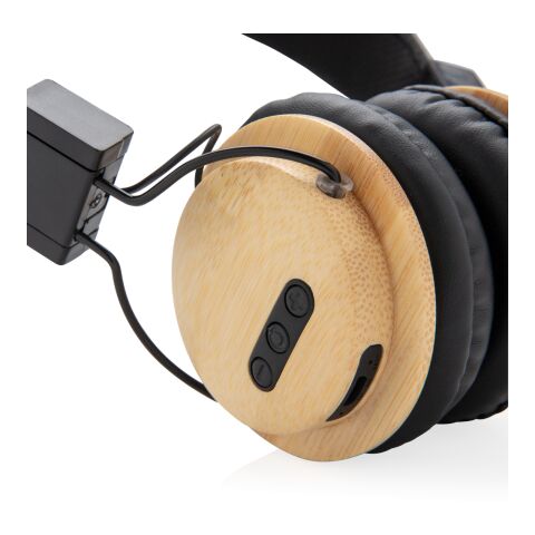 Bamboo wireless headphone brown-black | No Branding | not available | not available