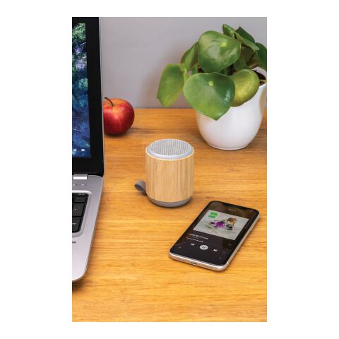 Bamboo and fabric 3W wireless speaker brown | No Branding | not available | not available