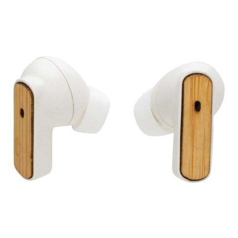 RCS recycled plastic &amp; FSC® bamboo TWS earbuds White | No Branding | not available | not available