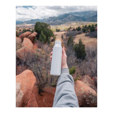 Gaia RCS certified recycled stainless steel vacuum bottle White | No Branding | not available | not available