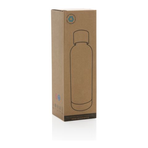 Wood RCS certified recycled stainless steel vacuum bottle black | No Branding | not available | not available