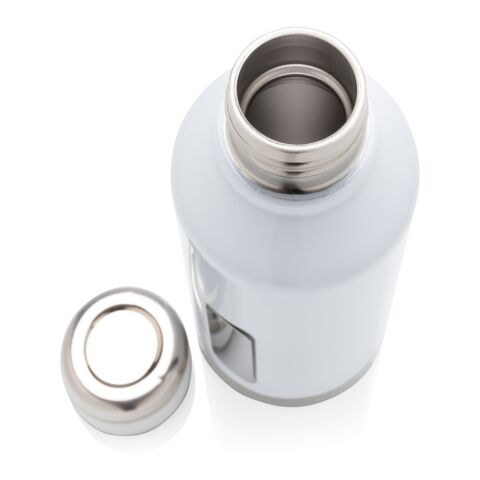 Leak proof vacuum bottle with logo plate white | No Branding | not available | not available