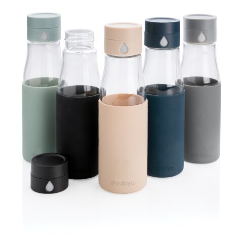 Ukiyo glass hydration tracking bottle with sleeve brown | No Branding | not available | not available
