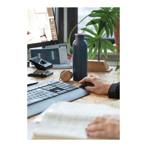 Modern stainless steel bottle with bamboo lid blue | No Branding | not available | not available