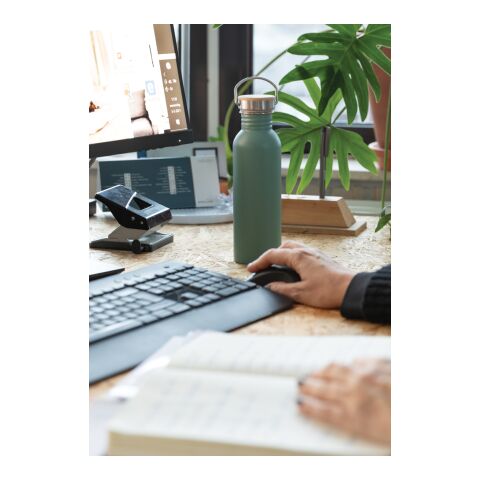 Modern stainless steel bottle with bamboo lid green | No Branding | not available | not available