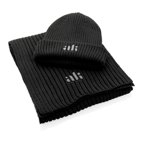 Impact AWARE™ Polylana® knitted scarf 180 x 25cm black | No Branding | not available | not available | not available