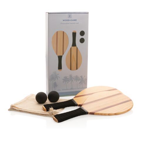Wooden frescobol tennis set brown | No Branding | not available | not available