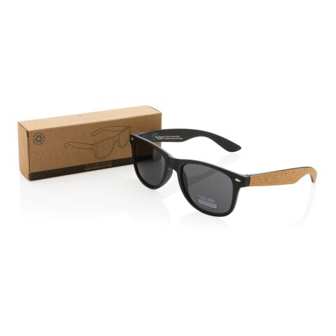 GRS recycled PC plastic sunglasses with FSC® cork black | No Branding | not available | not available