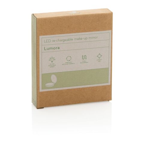 Lumora RCS recycled plastic LED re-chargeable make-up mirror beige | No Branding | not available | not available