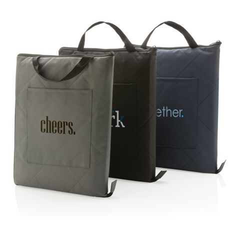 Impact Aware™ RPET foldable quilted picnic blanket black | No Branding | not available | not available | not available