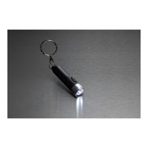 Globix RCS recycled plastic USB re-chargeable keychain torch black | No Branding | not available | not available