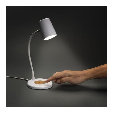 Zenara RCS recycled plastic and cork 15W wireless desk lamp white | No Branding | not available | not available