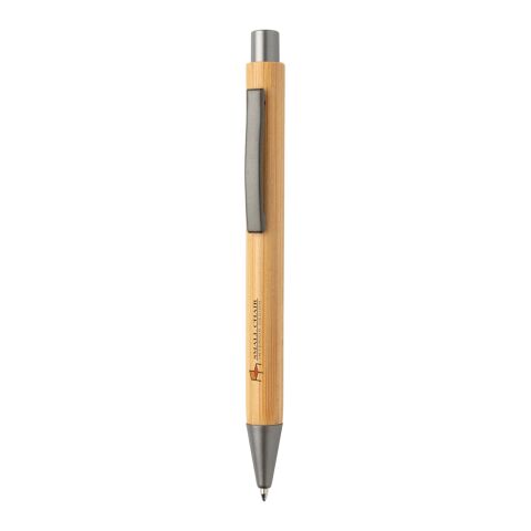 Slim bamboo pen brown-silver | No Branding | not available | not available
