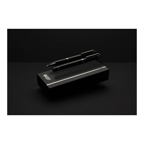 Swiss peak OSLO recycled stainless steel deluxe pen set black