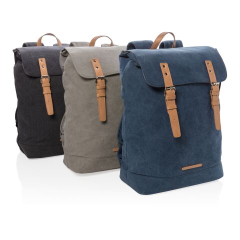 Canvas laptop backpack PVC free black | No Branding | not available | not available | not available