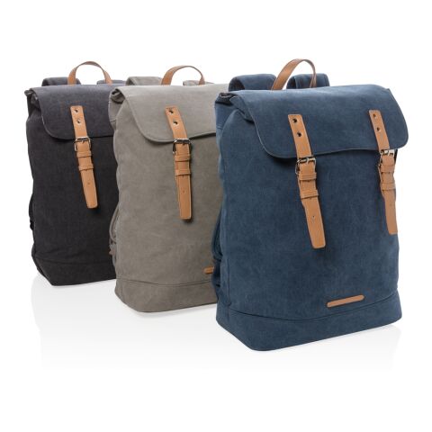 Canvas laptop backpack PVC free grey | No Branding | not available | not available | not available