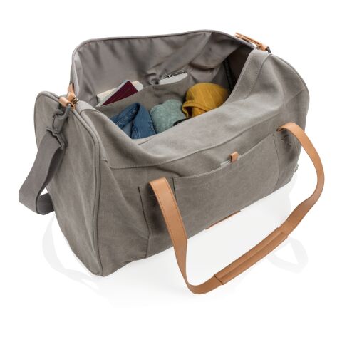 Canvas travel/weekend bag PVC free grey | No Branding | not available | not available | not available