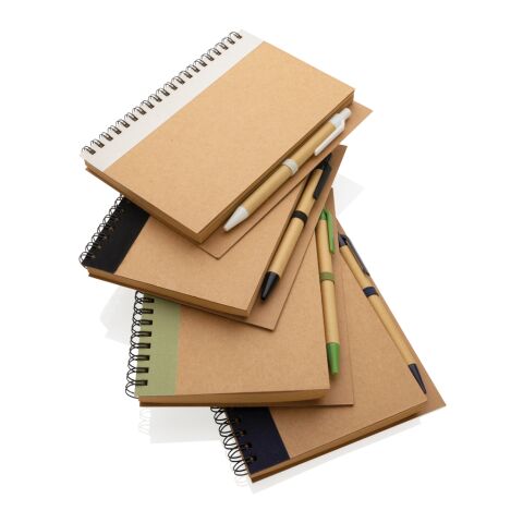 Kraft spiral notebook with pen blue | No Branding | not available | not available