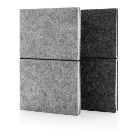GRS certified recycled felt A5 softcover notebook grey | No Branding | not available | not available