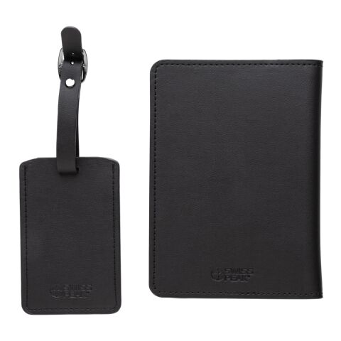 Swiss Peak GRS recycled PU travel gift set black | No Branding | not available | not available