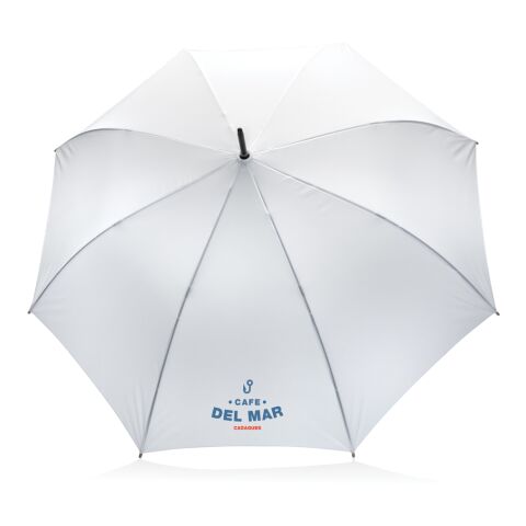 27" Impact AWARE™ RPET 190T auto open bamboo umbrella white | No Branding | not available | not available