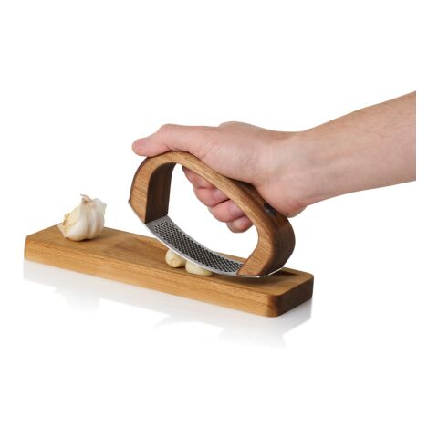AdHoc RoccaAlio Garlic press with chopping board brown | No Branding