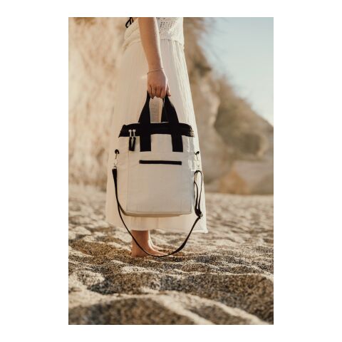 VINGA Volonne AWARE™ recycled canvas cooler tote bag off white-black | No Branding | not available | not available