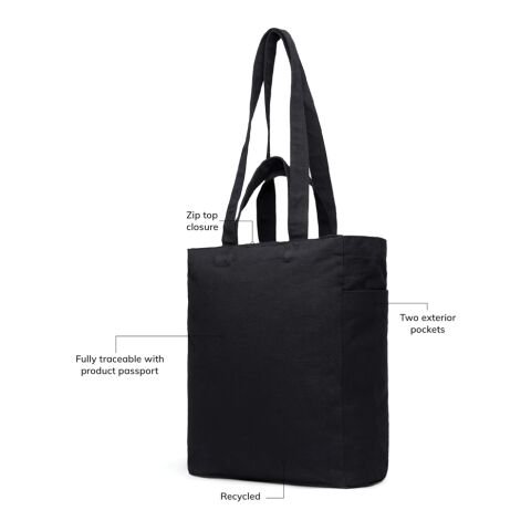 VINGA Hilo AWARE™ recycled canvas zip tote black | No Branding | not available | not available | not available