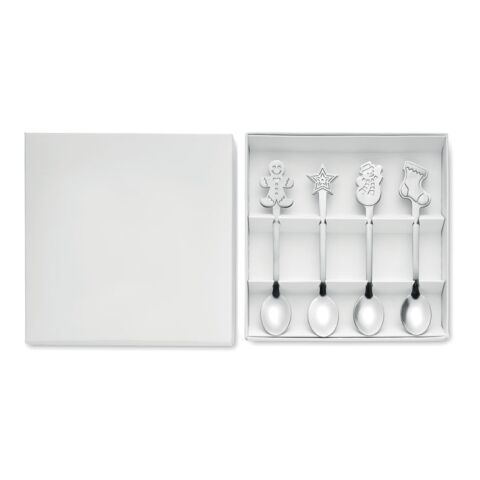 Set of 4 Christmas tea spoon matt silver | No Branding | not available | not available