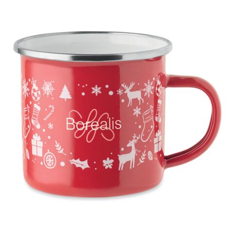 Christmas enamel mug 300ml red
