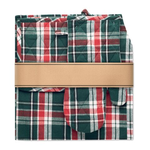 Chequered cotton kitchen set Colourful