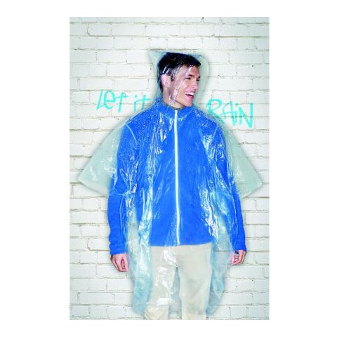 Foldable raincoat in polybag blue