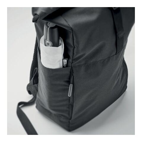 300D RPET rolltop backpack black | No Branding | not available | not available | not available