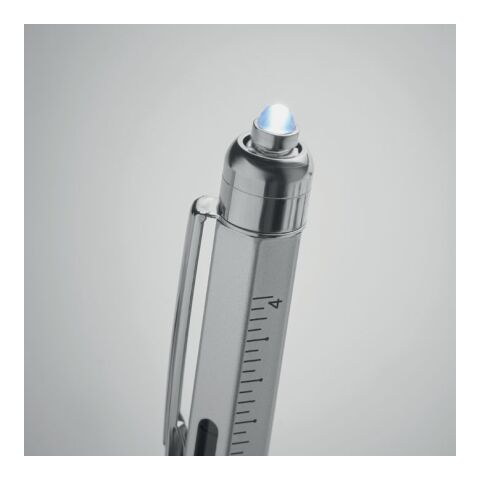 Spirit level pen with LED light matt silver | No Branding | not available | not available