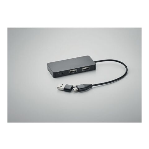 3 port USB hub with 20cm cable black | No Branding | not available | not available