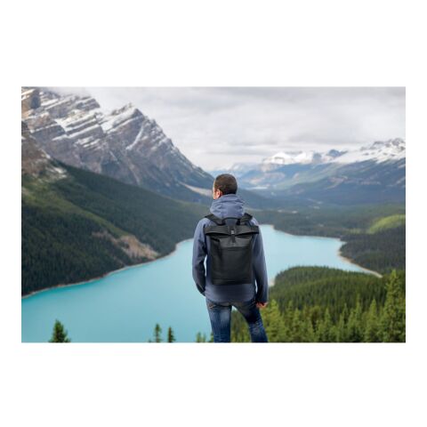 Laptop PU Rolltop backpack black | No Branding | not available | not available